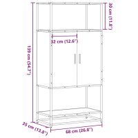 vidaXL Högskåp svart 68x35x139 cm konstruerat trä och metall - Bild 10