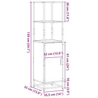 vidaXL Högskåp rökfärgad ek 35,5x35x139 cm konstruerat trä och metall - Bild 11