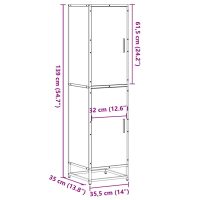 vidaXL Högskåp svart 35,5x35x139 cm konstruerat trä och metall - Bild 11