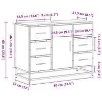 vidaXL Tvättställsskåp brun ek 80x33x60 cm konstruerat trä - Bild 12