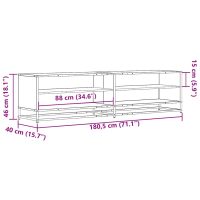 vidaXL Tv-bänk rökfärgad ek 180,5x40x46 cm konstruerat trä - Bild 9