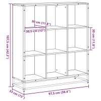 vidaXL Bokhylla sonoma-ek 97,5x33x107,5 cm konstruerat trä och metall - Bild 9