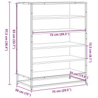 vidaXL Skoskåp sonoma-ek 75x38x97,5 cm konstruerat trä och metall - Bild 9