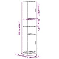 vidaXL Badrumsskåp brun ek 35x37,5x188,5 cm konstruerat trä & metall - Bild 12