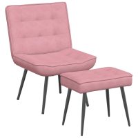 vidaXL Vilstol med fotpall rosa sammet - Bild 2