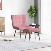 vidaXL Vilstol med fotpall rosa sammet - Bild 3