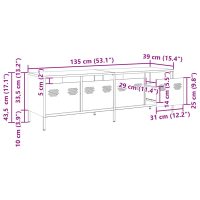 vidaXL Tv-bänk vit 135x39x43,5 cm kallvalsat stål - Bild 12