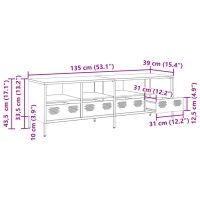 vidaXL Tv-bänk svart 135x39x43,5 cm kallvalsat stål - Bild 12