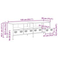 vidaXL Tv-bänk antracit 135x39x43,5 cm kallvalsat stål - Bild 12