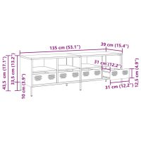 vidaXL Tv-bänk senapsgul 135x39x43,5 cm kallvalsat stål - Bild 12