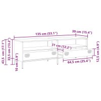 vidaXL Tv-bänk vit 135x39x43,5 cm kallvalsat stål - Bild 12