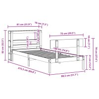 vidaXL Sängram utan madrass vit 75x190 cm massiv furu - Bild 12