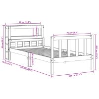 vidaXL Sängram utan madrass 75x190 cm massiv furu - Bild 12