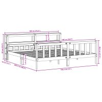 vidaXL Sängram med huvudgavel vaxbrun 180x200 cm massiv furu - Bild 12