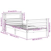 vidaXL Sängram med huvudgavel 75x190 cm massivt furu - Bild 11