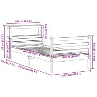 vidaXL Sängram med huvudgavel 100x200 cm massiv furu - Bild 11