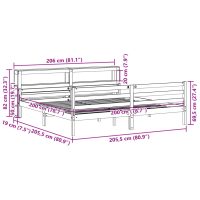 vidaXL Sängram med huvudgavel utan madrass vit 200x200 cm - Bild 11