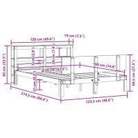 vidaXL Sängram med huvudgavel 120x190 cm massiv furu - Bild 12