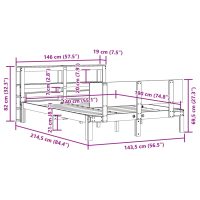 vidaXL Sängram med huvudgavel 140x190 cm massiv furu - Bild 12