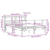 vidaXL Sängram med huvudgavel 140x200 cm massiv furu - Bild 12