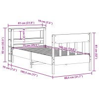 vidaXL Sängram utan madrass vaxbrun 75x190 cm massiv furu - Bild 12