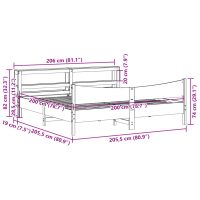 vidaXL Sängram med huvudgavel vit 200x200 cm massiv furu - Bild 11