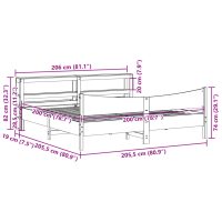 vidaXL Sängram med huvudgavel vaxbrun 200x200 cm massiv furu - Bild 11