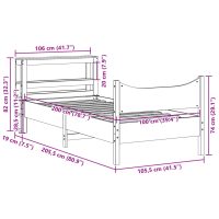 vidaXL Sängram med huvudgavel 100x200 cm massiv furu - Bild 11