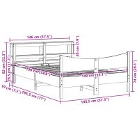 vidaXL Sängram med huvudgavel vit 140x190 cm massiv furu - Bild 11