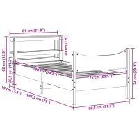 vidaXL Sängram med huvudgavel 75x190 cm massivt furu - Bild 11