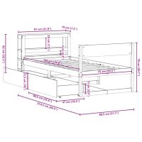 vidaXL Sängram utan madrass vit 75x190 cm massiv furu - Bild 12