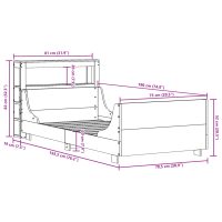 vidaXL Sängram utan madrass vaxbrun 75x190 cm massiv furu - Bild 12