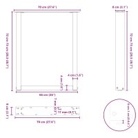 vidaXL Soffbordsben U-formade 3 st antracit 70x(72-73) cm stål - Bild 10