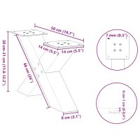 vidaXL Soffbordsben X-formade 2 st antracit 50x(30-31) cm stål - Bild 10