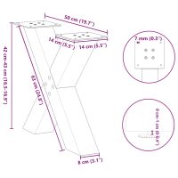 vidaXL Soffbordsben X-formade 2 st vit 50x(42-43) cm stål - Bild 10