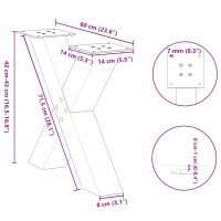 vidaXL Soffbordsben X-formade 2 st vit 60x(42-43) cm stål - Bild 10