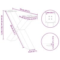 vidaXL Soffbordsben X-formade 2 st antracit 70x(42-43) cm stål - Bild 10