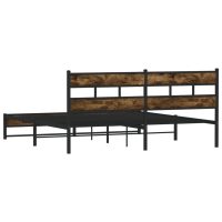 vidaXL Sängram utan madrass metall rökfärgad ek 193x203 cm - Bild 6