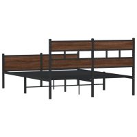 vidaXL Sängram utan madrass metall brun ek 160x200 cm - Bild 6