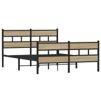 vidaXL Sängram utan madrass metall sonoma-ek 135x190 cm - Bild 3