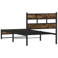 vidaXL Sängram utan madrass metall rökfärgad ek 107x203 cm - Bild 6