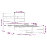 vidaXL Sängram utan madrass metall rökfärgad ek 120x190 cm - Bild 9