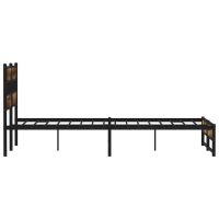 vidaXL Sängram utan madrass metall rökfärgad ek 135x190 cm - Bild 5