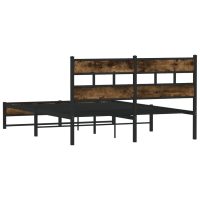 vidaXL Sängram utan madrass metall rökfärgad ek 135x190 cm - Bild 6