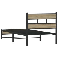 vidaXL Sängram utan madrass metall sonoma-ek 75x190 cm - Bild 6