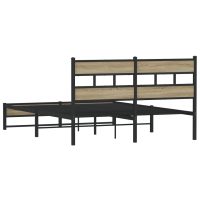 vidaXL Sängram utan madrass metall sonoma-ek 135x190 cm - Bild 6