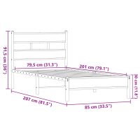 vidaXL Sängram utan madrass brun ek 80x200 cm konstruerad trä - Bild 9