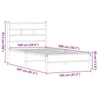 vidaXL Sängram utan madrass brun ek 100x200 cm konstruerad trä - Bild 9