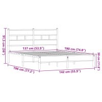 vidaXL Sängram utan madrass brun ek 137x190 cm konstruerad trä - Bild 9