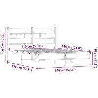 vidaXL Sängram utan madrass brun ek 140x190 cm konstruerad trä - Bild 9